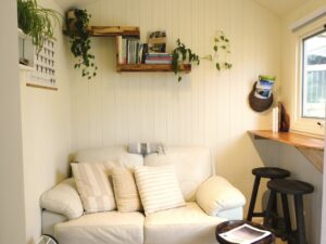 Warm living area overlooking Bruny Island’s nature