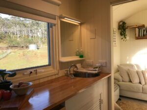 Kitchen in Shepherds hut on Bruny Island