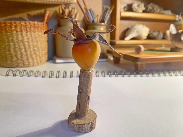glue on the head, in this case my rosehip